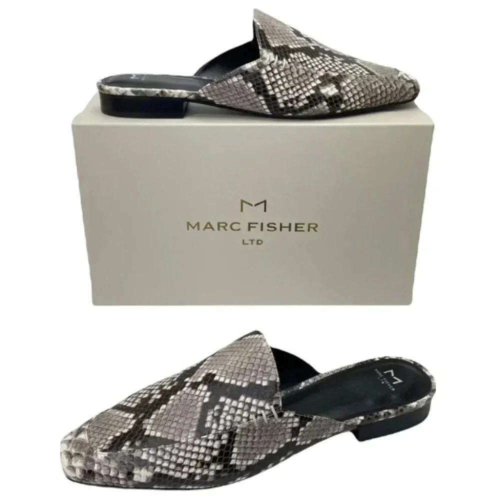 Marc Fisher LTD Pam2 Snake Embossed Leather Womens Flat Mules - Picture 16 of 16